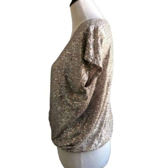 Macy’s INC Sequined Cap Sleeved Shimmery Top M - Picture 2 of 8